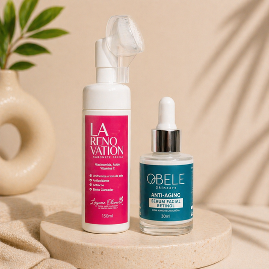 Kit Facial Completo: Limpeza + Sérum Retinol Anti-idade
